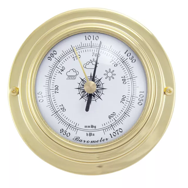 Maritimes Barometer in Messing - Boot Schiff Yacht Instrument - sc-9401