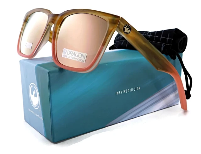 New Dragon BAILE Sunglasses | 681 - Sunset Horn / Lumalens Rose Gold Ion Lens