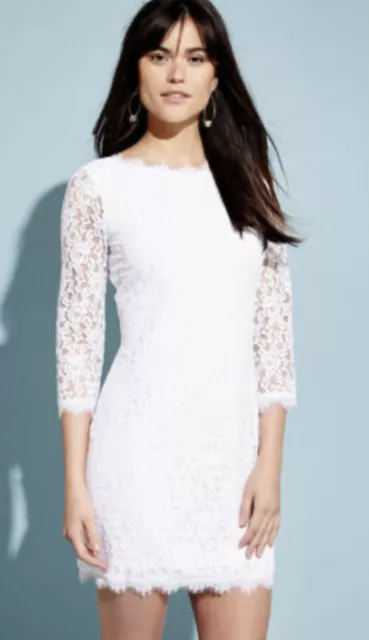 NEW DVF Diane von Furstenberg Colleen White Lace Sheath Dress Size 8