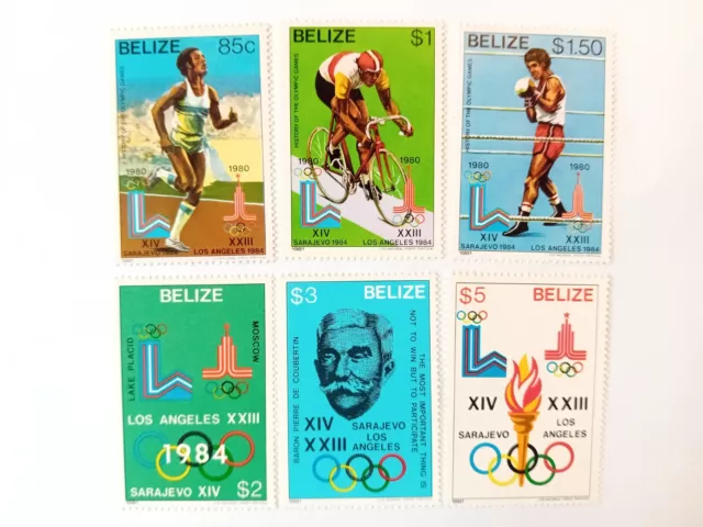 Belize stamps 1981, MI 563 - 568 no postmarks, Olympic history