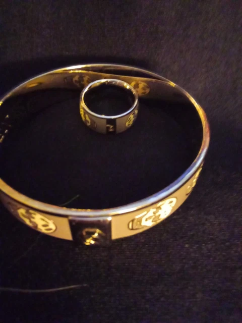 Alexander McQueen Gray Bangle Bracelet With Matching Ring Sz 7 Alexander McQueen Gray Bangle Bracelet With Matching Ring Sz 7