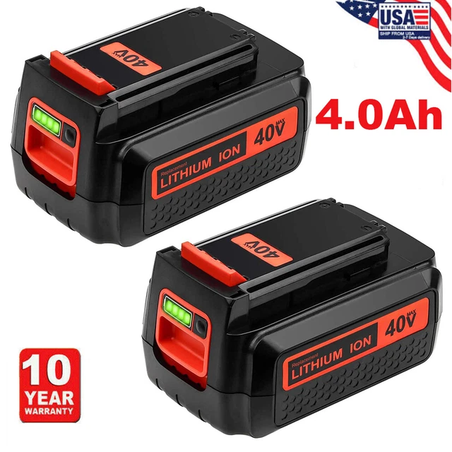 2X 4000mAh 40V Lithium Battery for Black+Decker 40 Volt Max LBX2040 LBXR36 LSW36