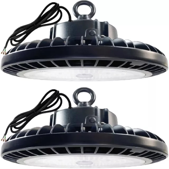 150w UFO LED High Bay Light, 4000k 5000k 6000k 2 Pack 90° Lens 22537Lm 5ft, cETL