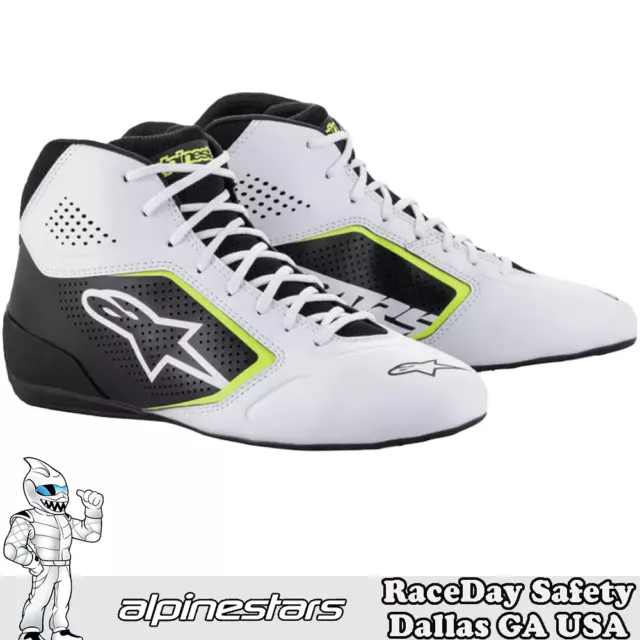 Alpinestars Tech-1 K START V2 Kart Race Shoes White/Black/Yellow Flo 2711521-215