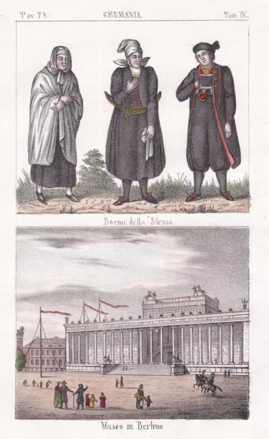 Schlesien Silesia Polska Polen Poland Trachten Berlin Museum Lithographie 1840