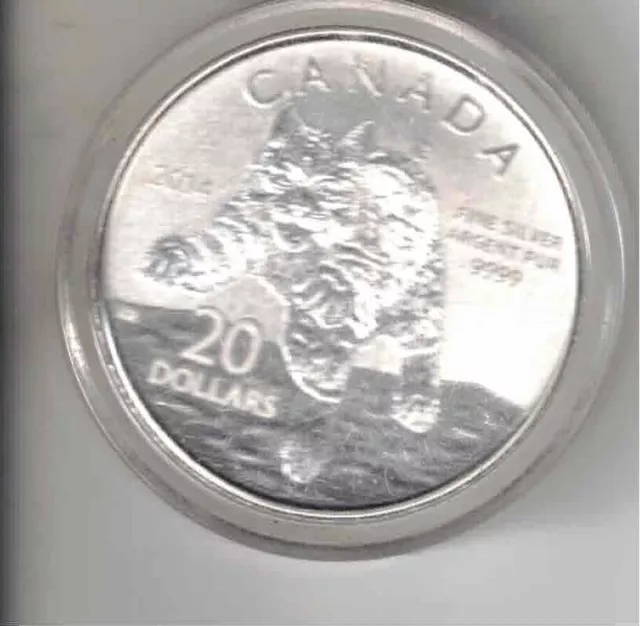 2014 Canada 20 Dollars Bobcat .9999 pure silver bullion coin uncirculated MINT !