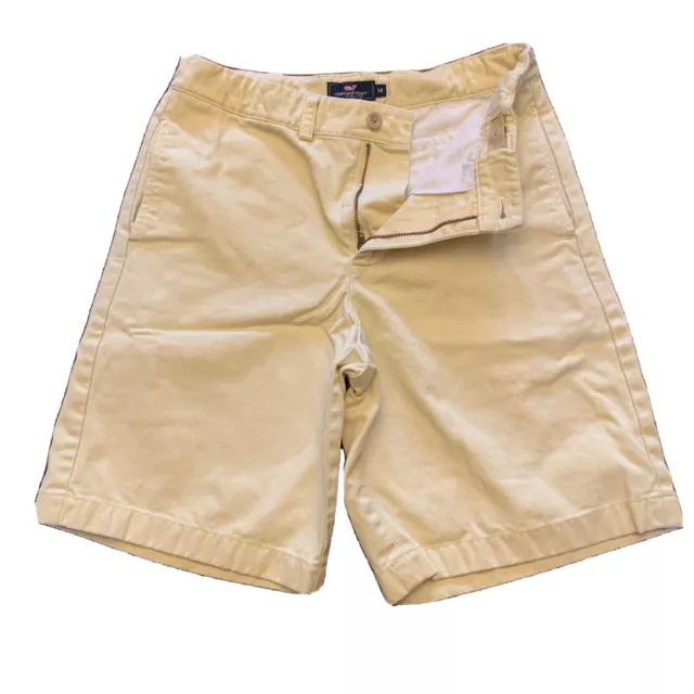 Vineyard Vines Boys Yellow Flat Front Shorts Adjustable Waist Size 14