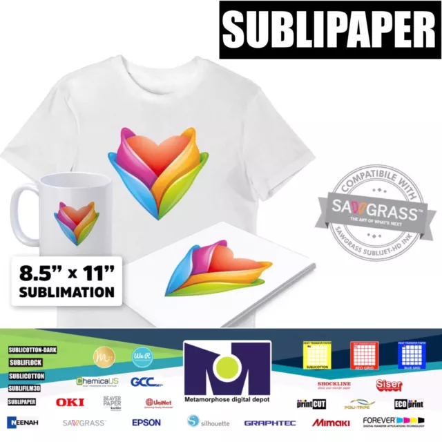 Dye Sublimation Paper SUBLIPAPER  100 Sheets 8.5”x11” MADE in USA Ships Free