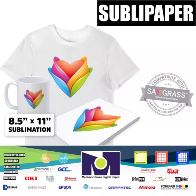 SUBLIPAPER Dye Sublimation Paper  100 Sheets 8.5”x11” CARTA MADE in USA