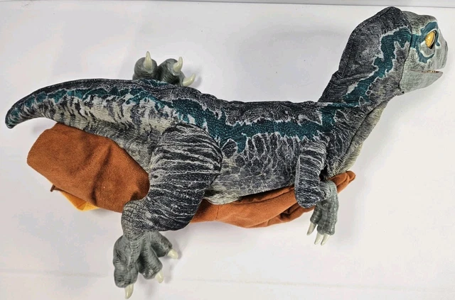 REALFX JURASSIC WORLD Blue Velociraptor Hand Puppet With Dinosaur Sound ...