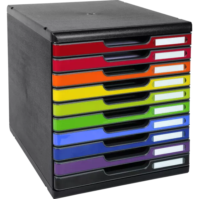 Exacompta Schubladenbox MODULO A4 10 geschlossene Schubladen Regenbogen 302798D