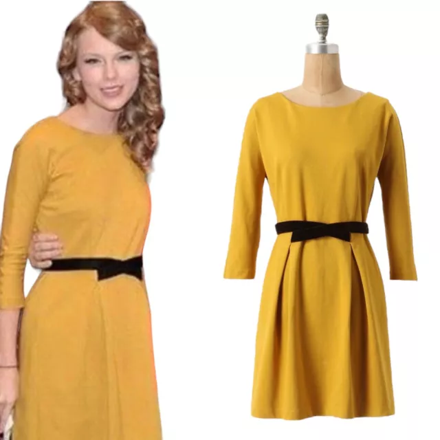 Girls From Savoy Womens Fit Flare Dress XS Mustard Yellow Twee ASO Taylor Swift