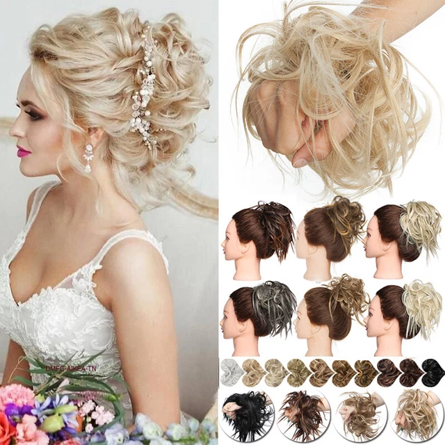 AU Real Thick Messy Bun Hair Piece Scrunchie Updo Wrap Hair Extensions as Human