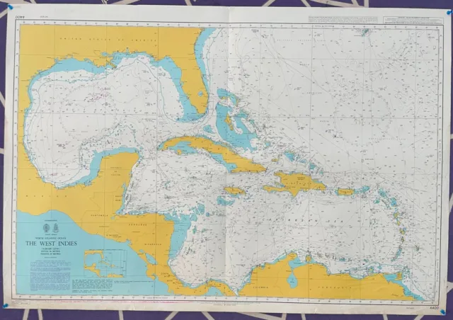 Admiralty 4400 North Atlantic Ocean The West Indies Vintage Map Antique Charts