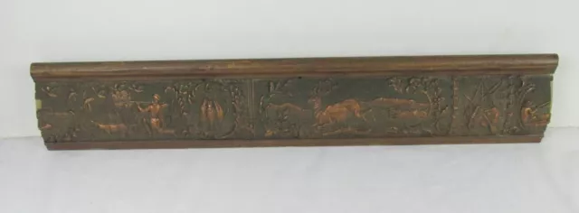 Antique Gesso decorative Molding Trim Architectural Salvage RARE Hunting scene