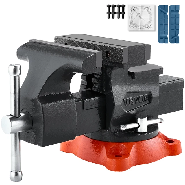Étau D'établi VidaXL 200mm Bleu - Base Pivotante 360° - Fonte Robustesse Maximale