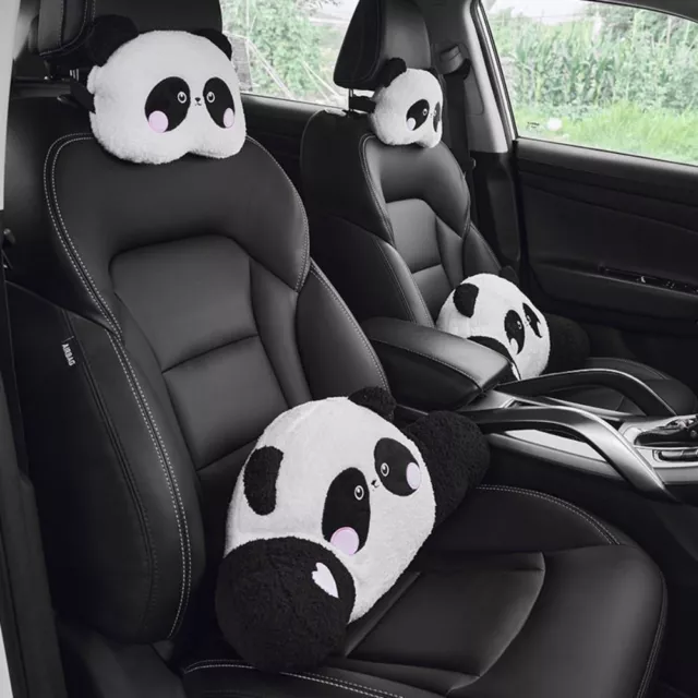 Plush Panda Car Headrest Panda Auto Waist Support Cushion  Interior Accessories