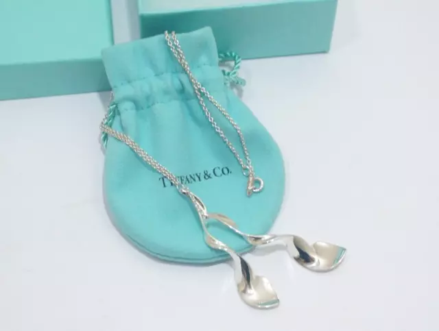 Tiffany & Co. Silver Frank Gehry Double Orchid Pendant Necklace 16"