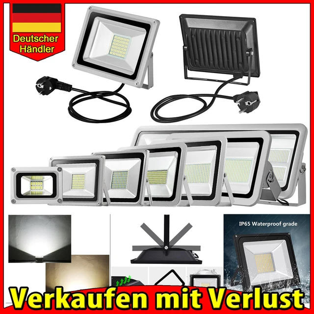 LED Fluter  30W 50W 100W 1000W Mit Stecker Bewegungsmelder Lampe Außen Strahler