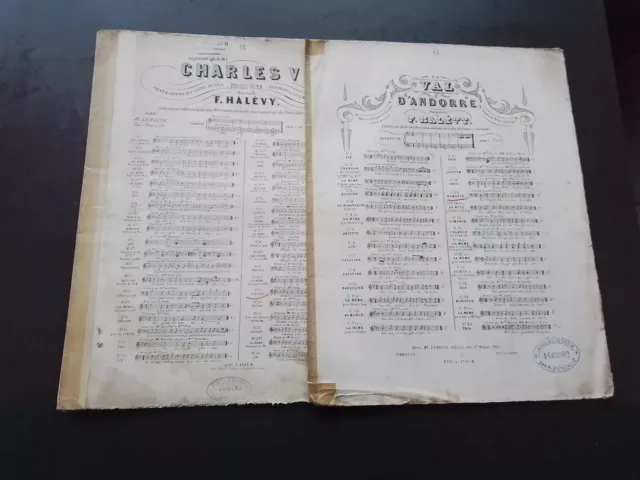 2 PARTITIONS ANCIENNES pour piano et chant  - F. HALEVY (voir descriptif)