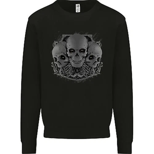 Felpa Maglione Maglione Moto Gothic Skulls Biker Motociclo Moto