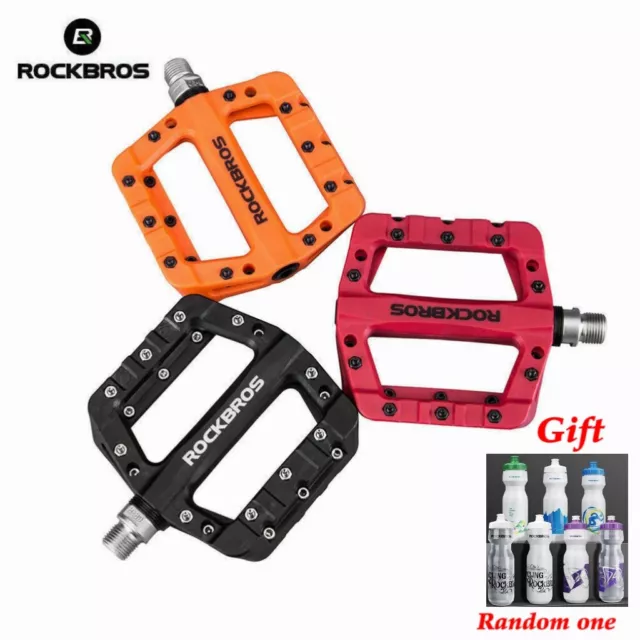 ROCKBROS Mountain Bike Pedals Bicycle Nylon Flat Pedals 2 Sealed Bearings 9/16"