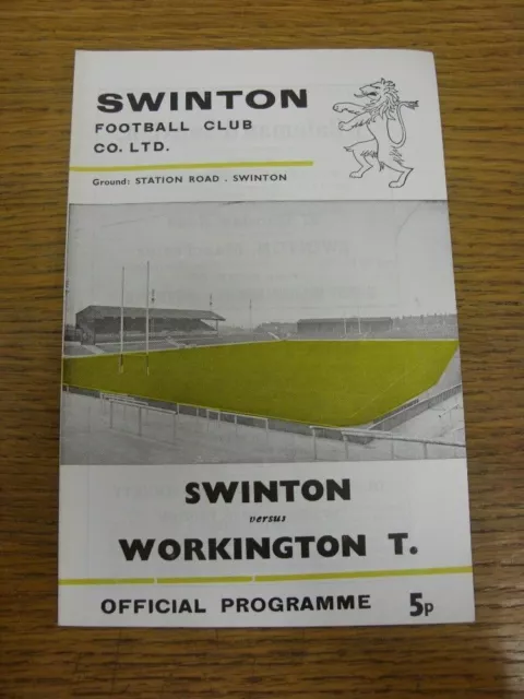 06/10/1974 Rugby League Programme: Swinton v Workington Town  . FREE POSTAGE (UK