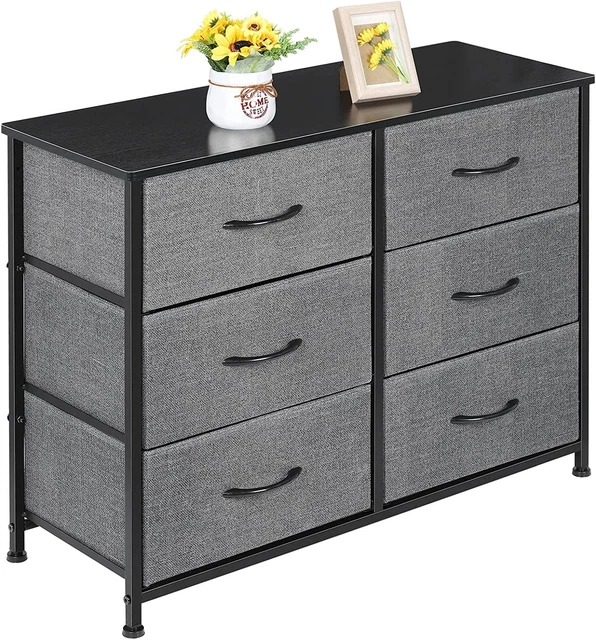 NANANARDOSO Dresser for Bedroom, Wide Storage Tower with 6 Grey