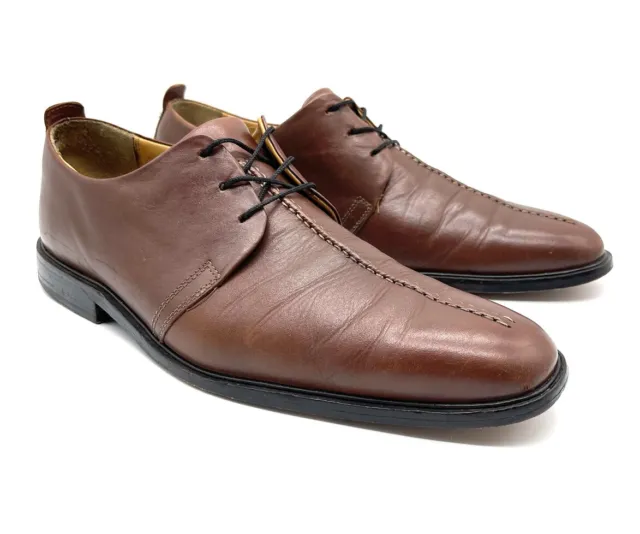 COLE HAAN BECKETTE Derby Split Toe Dress Shoes 11 Cognac Brown Leather ...