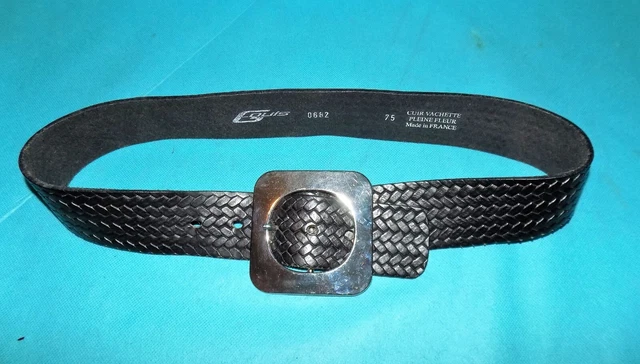 Ceinture En Cuir Marron Tressée JEAN LOUIS FERNANDEZ - Taille 75 Cm - Fabriquée En France