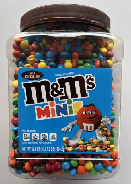 M &M's Minis Milk Chocolate Candies 52 oz Bulk Chocolate Jar Candy MMS Sealed