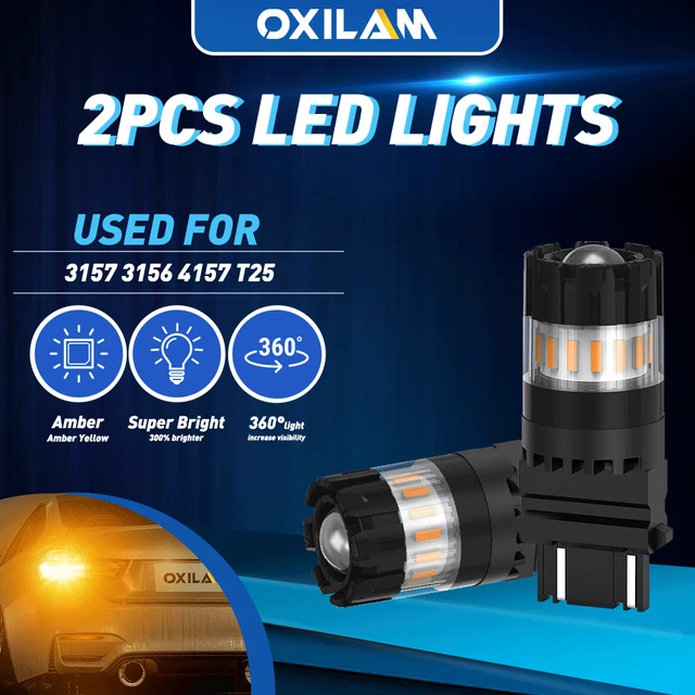 2Pcs LED Turn Signal Blinker DRL Parking Light Bulbs Amber Yellow 3157 4057 4157