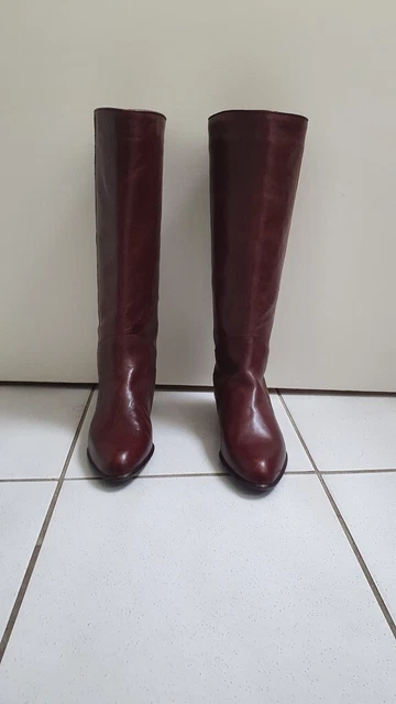 Bottines Cavalières OSMOSE En Cuir Ajouré Blanc Cassé - Taille 36 - Occasion Bon état, Semelle Cuir