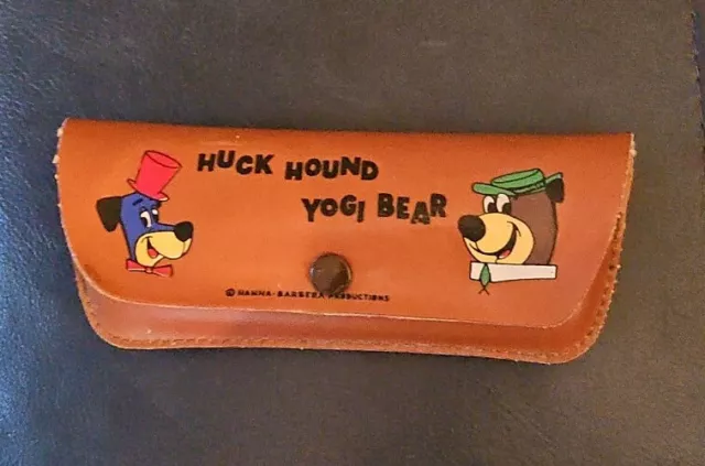 1960's Hanna Barbera Productions Huck Hound Yogi Bear Child's Glasses Case Brown