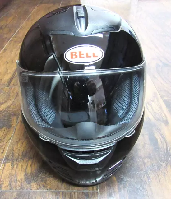 Bell Zephyr Full Face Glossy Black Motorcycle Helmet w/Clear Shield Size LARGE