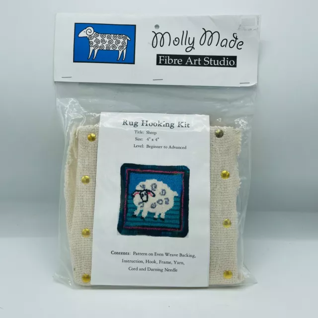 Kit de enganche de alfombras Molly Made Fibre Art Studios para ovejas 4"" x 4"" marco de gancho e hilo