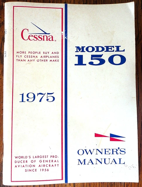 1975 Original Cessna Model 150 Airplane Owner's Manual