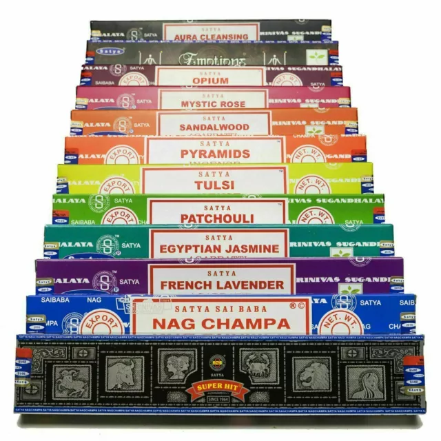 Satya Nag Champa Bâtons d'encens Masala Assortiment de parfums mélangés...