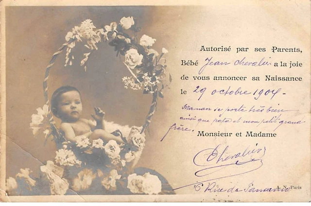 Enfants - n°85660 - Autorisé par ses Parents .... - Bébé dans un panier dé