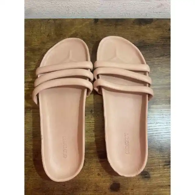 Old Navy Simple Slide Women's Size 9 Pink Blush 3 Strap Slip On Slide Sandals