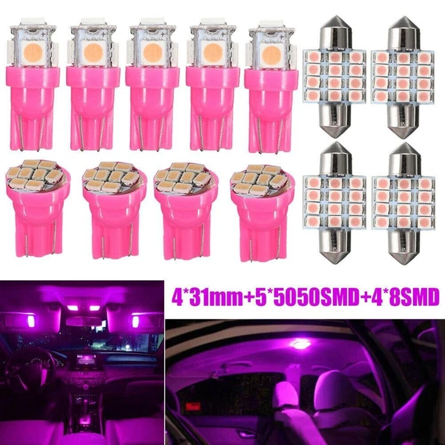 13pcs Quality Pink Car Interior LED Lights For Dome License Plate Lamp Car Part