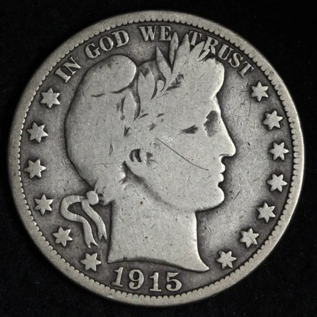 1915 KEY DATE Barber Silver Half Dollar CHOICE VG E323 KHE