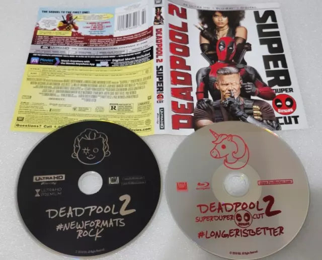 Deadpool 2 - Theatrical 4K UHD DISC + Super Duper Cut HD Blu-ray DISC + COVER