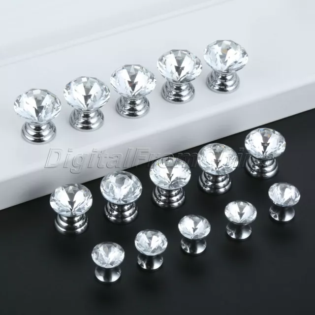 5x Clear Crystal Glass Cabinet Knobs Cupboard Drawer Furniture Door Handle Decor