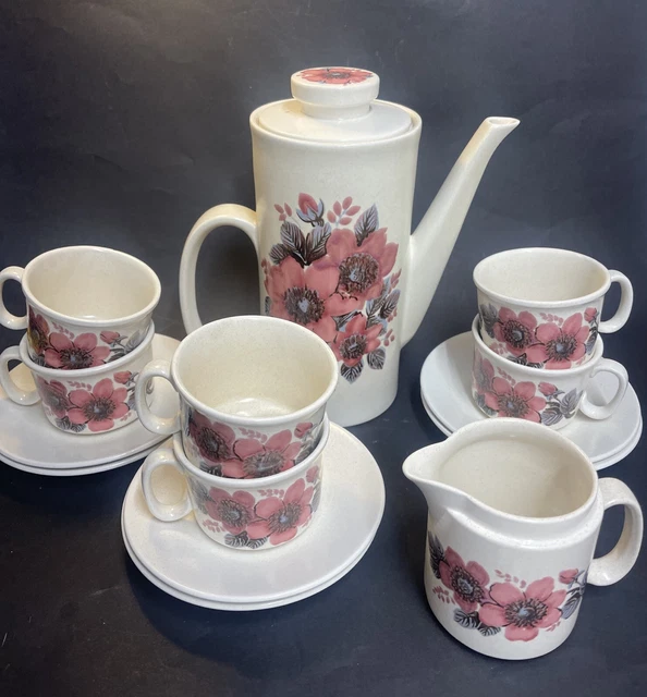 VINTAGE MCM LORD Nelson Pottery Coffee Set For 6 New Dawn Pattern 14 ...