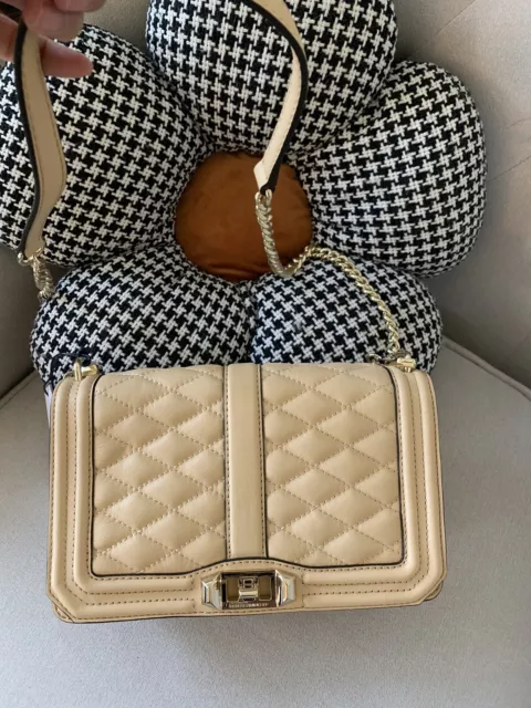 Rebecca Minkoff Love Quilted Genuine Leather Crossbody | Shoulder Bag biscuit