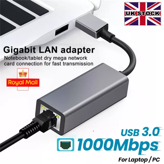 USB 3.0 to RJ45 Gigabit Ethernet LAN Network Adapter 1000mbps for PC Laptop Mac
