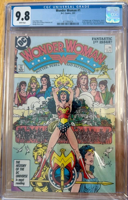 Wonder Woman #1 - Cgc 9.8 - Wp - Nm/Mt - George Perez - Origin - 1987 Wraparound