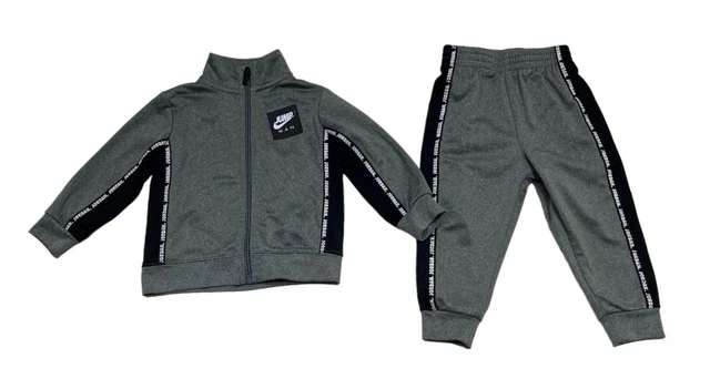 NIKE Air Jordan Baby Boy Size 12 Months Gray Black 2pc Jog Set Jacket Pants