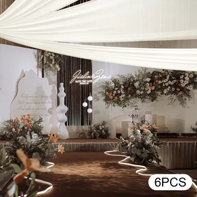 6 PANELS MODERN Chiffon Ceiling Drapes 5x15ft For Wedding Party Stage ...